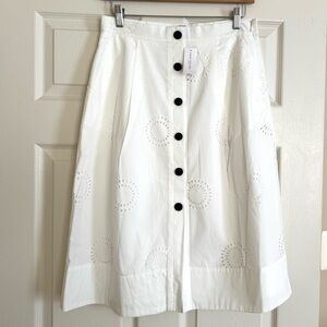 Ann Taylor Factory White A-Line Skirt with Eyelet Design. Lined and Has Pockets!